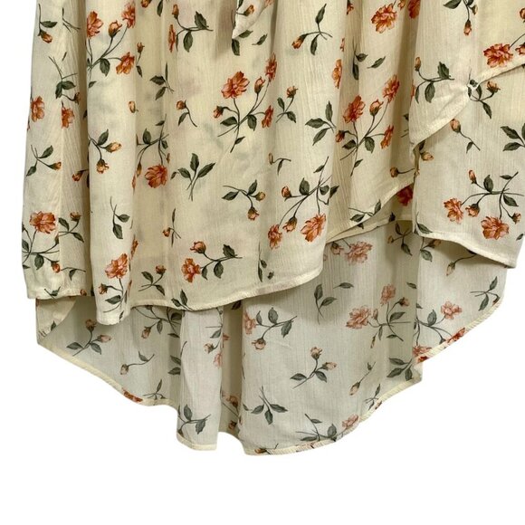 NWOT American Eagle Floral Tiered Ruffle Tie Waist Midi Skirt Cream Size S - Picture 9 of 14